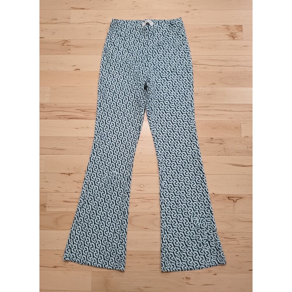 Urban Outfitters XS Boho Flared Mint Navy Water Patterned Flare Pants